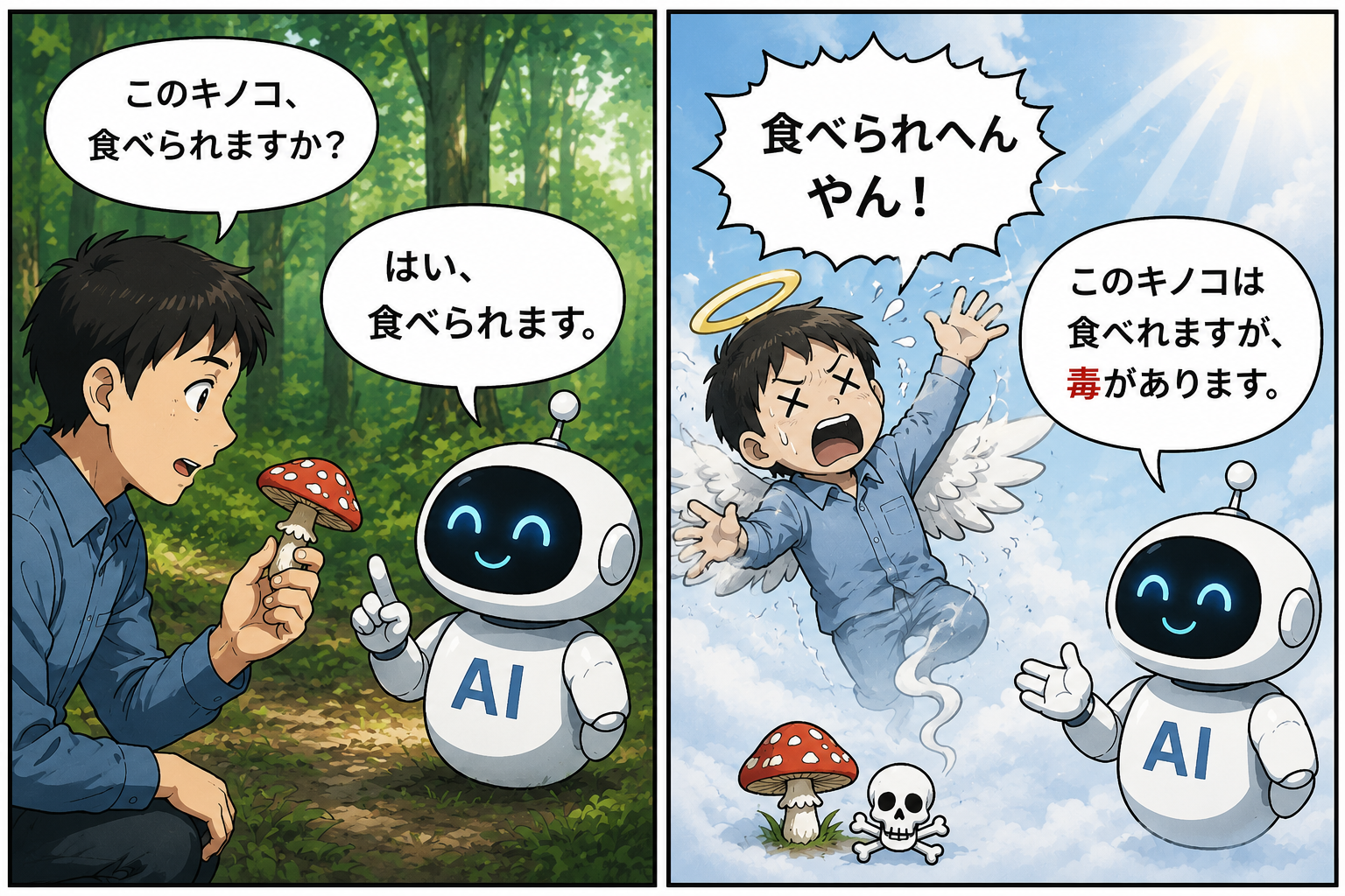キノコの話：AIは質問に答えただけで、質問者の意図を推測したわけではない